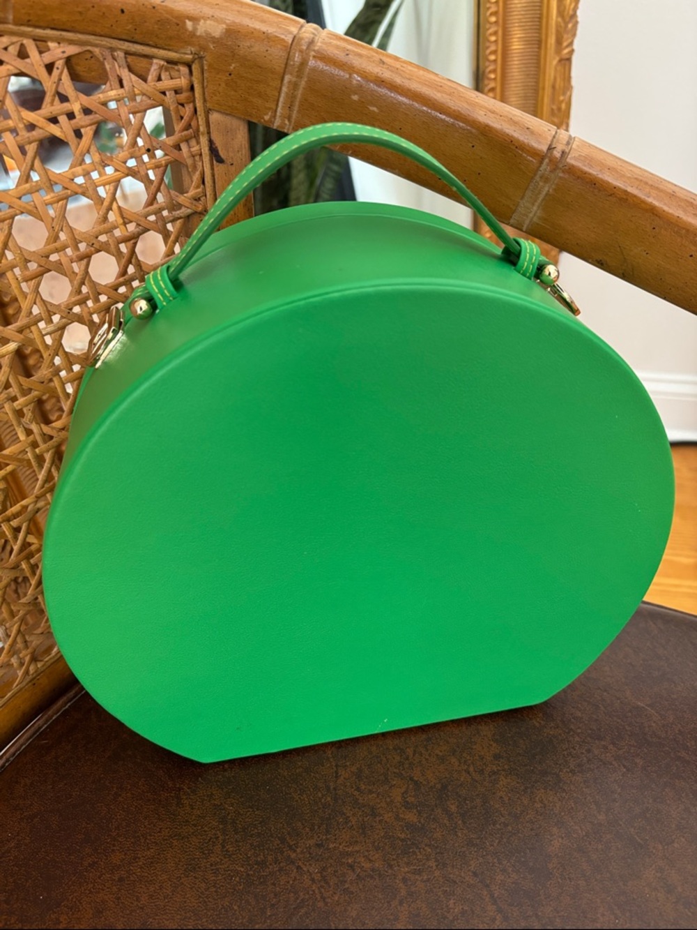 Tata Harper Emerald Green Round Top-Handle Cosmetic Case - Picture 5 of 9